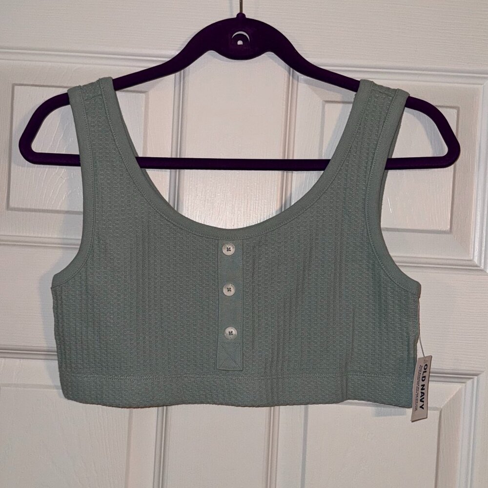 NWT Old Navy Waffle Knit Brami Tank – IONIAN SEA Green – Size L